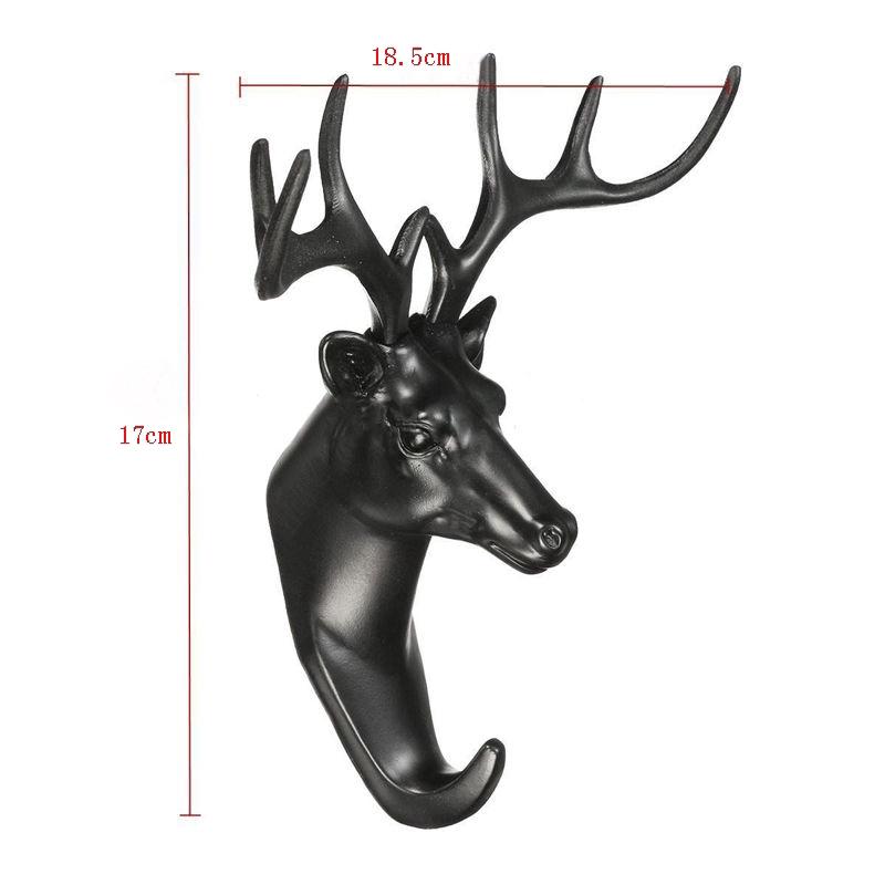 Rumah Penyimpanan Multi Hook Gantungan Dinding Natal Rusa Resin Xmas New Animal Stags Head Decor Craft Rak Gantungan Kunci