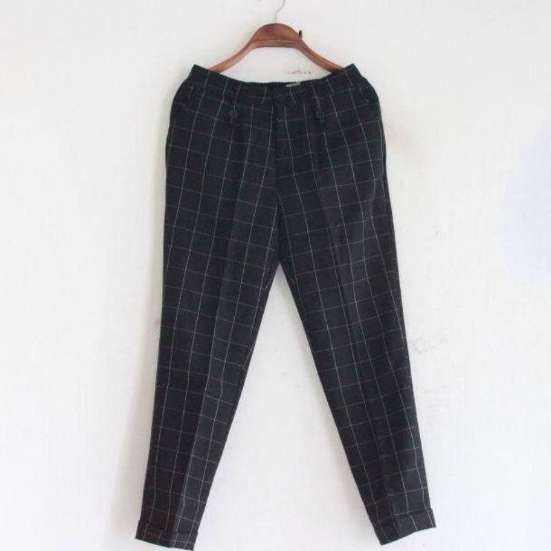 4s Grosir Solo || Celana Tartan Hitam Premium || Celana Kotak-kotak Hitam Wanita Stradivarius || Tartan Pants Colour Black