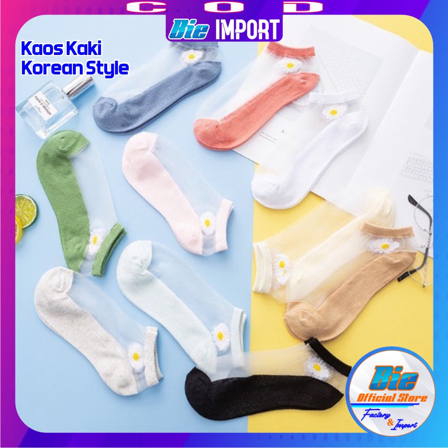 Kaos Kaki Korea Wanita Daisy Transparan Korean Style Impor Best Selller