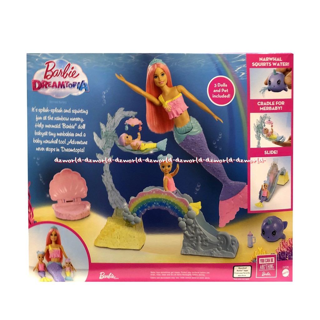 Barbie Dreamtopia Mermaid Nursery Mainan Boneka Putri Duyung Bisa Berenang Di Air renang Swimming