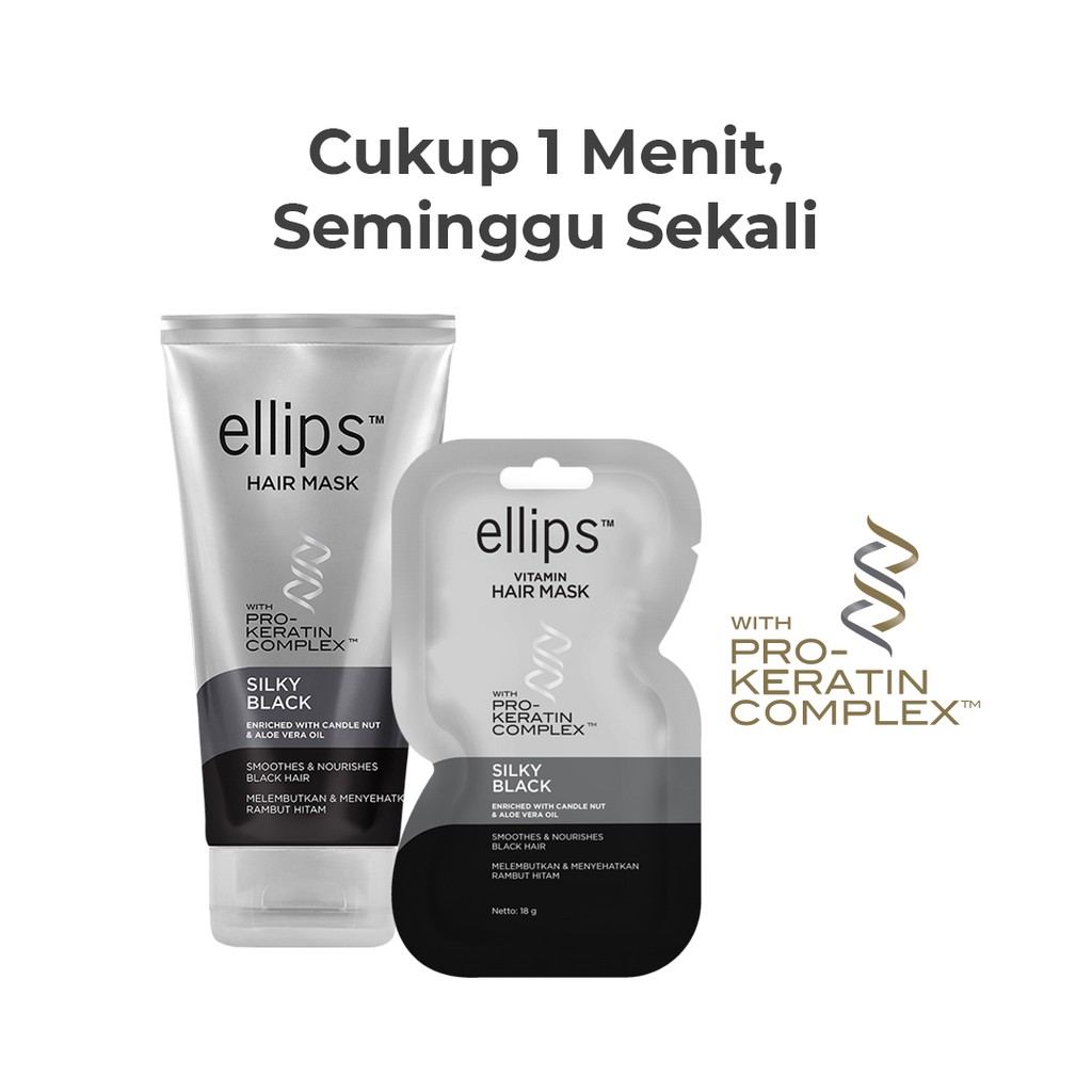 Ellips Hair Mask Pro Keratin Silky Black Sachet 18gr