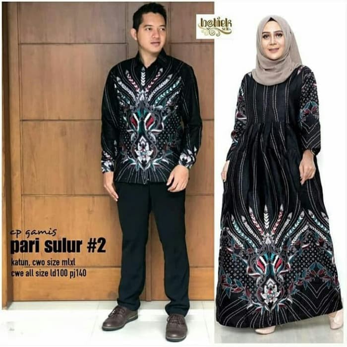 COUPLE GAMIS PARI SALUR KEMEJA PANJANG BATIK MODERN BAJU LEBARAN