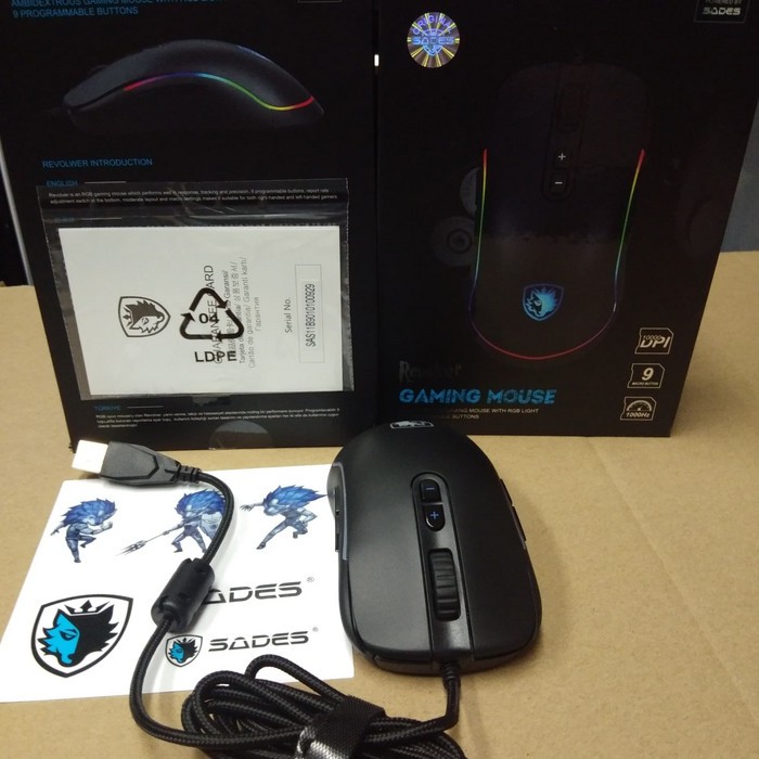 Sades Revolver RGB Mouse Gaming Sensor Optik PMW 3325