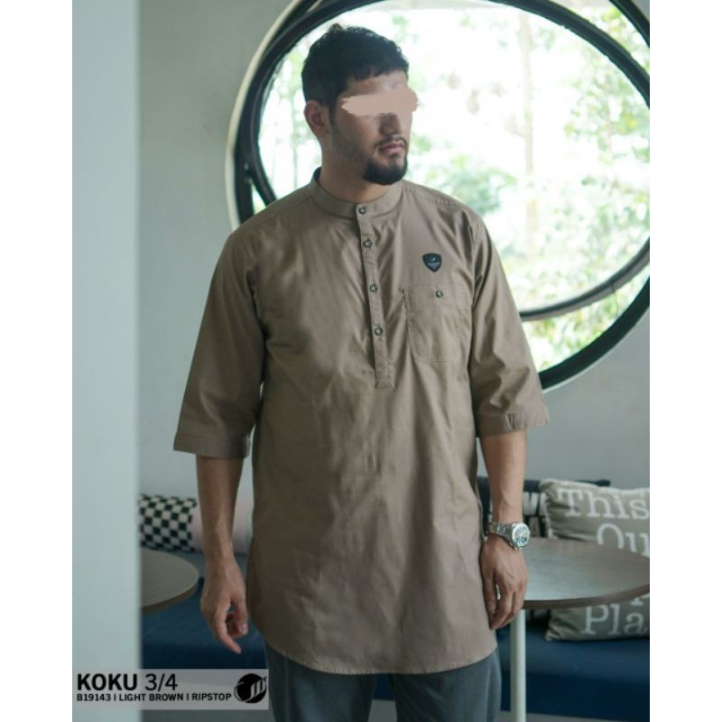 Baju Samase Koko Kurta Koku B 191 Light Brown - Riptop - Lengan 3/4