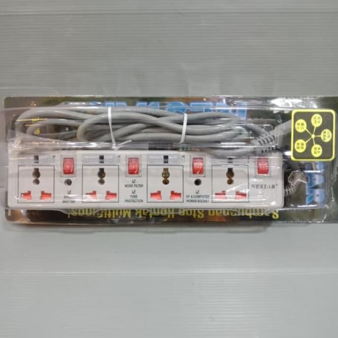stop kontak universal/colokan listrik 4 lubang+saklar/Nestar/winstar ready shipping