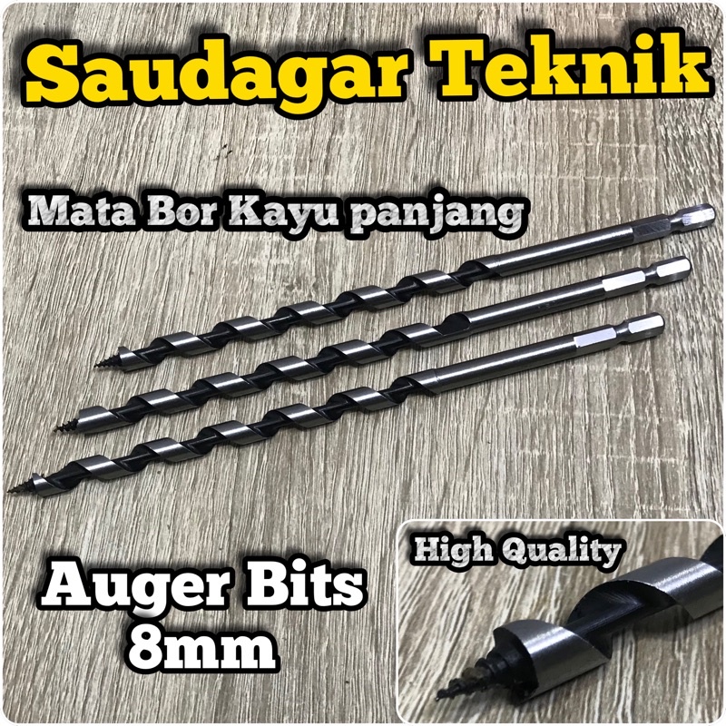 Mata Bor Kayu Panjang 8mm Wood Auger Bit 8 mm Kualitas Baik