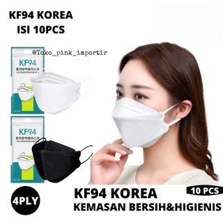 Masker KF94 Korea Dewasa 4 Ply Warna Hitam Putih 4Ply isi 10 Pcs KF Kf9 Kf 94 Murah