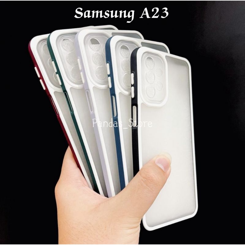 Pro Hybird Samsung A23 Softcase Halus dan Elegan / Pinggiran Garis Putih Keren (Pandas)