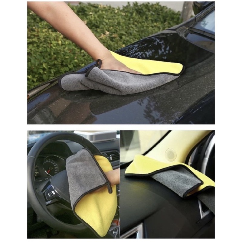 Kain lap microfibre wipe super nyerap soft car wipe lap mobil lap meja dapur kuning biru