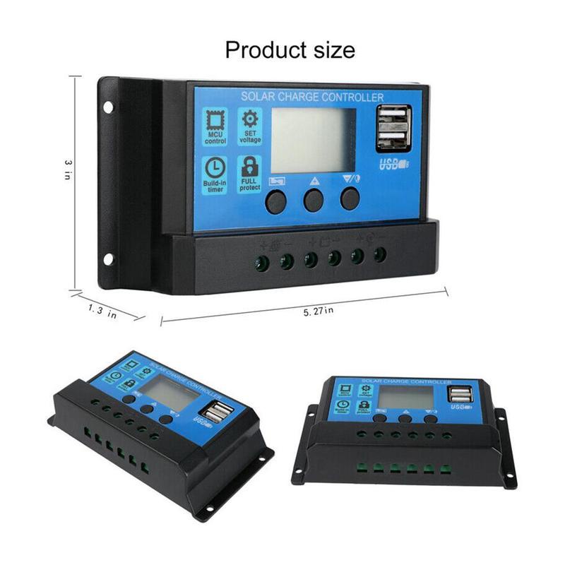 Solar Charge Controller LCD LED Display Solar PWM 12V/24V 30A  USB Panel Surya Charge