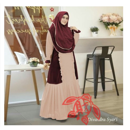 SHOPIA GAMIS SYARI SET KHIMAR KIARA ( FULL MOSSCREPE SUPER LD 104 CM ) TERBARU TERLARIS