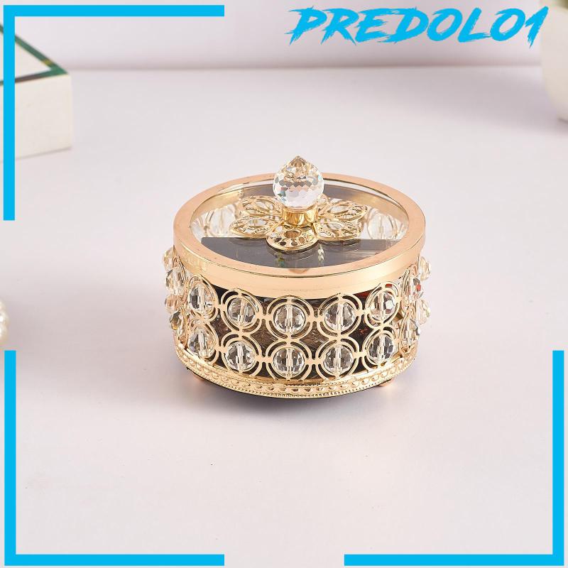 [Predolo1] Crystal Jewelry Box Organizer Trinket Box for Rings Earrings Home
