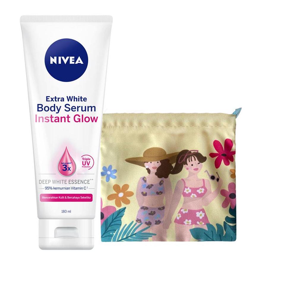 ➯ NIVEA Body Serum Extra White Instant Glow 180mL FREE Kelly's Co Drawstring Bag ✵