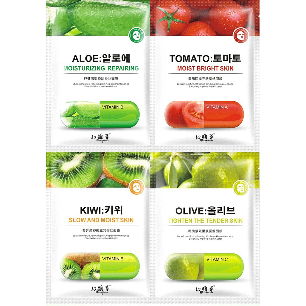 HUANYANCAO MASK SHEET VITAMIN A B E / FACIAL SHEET MASK / MASKER TISSUE / TOMATO KIWI