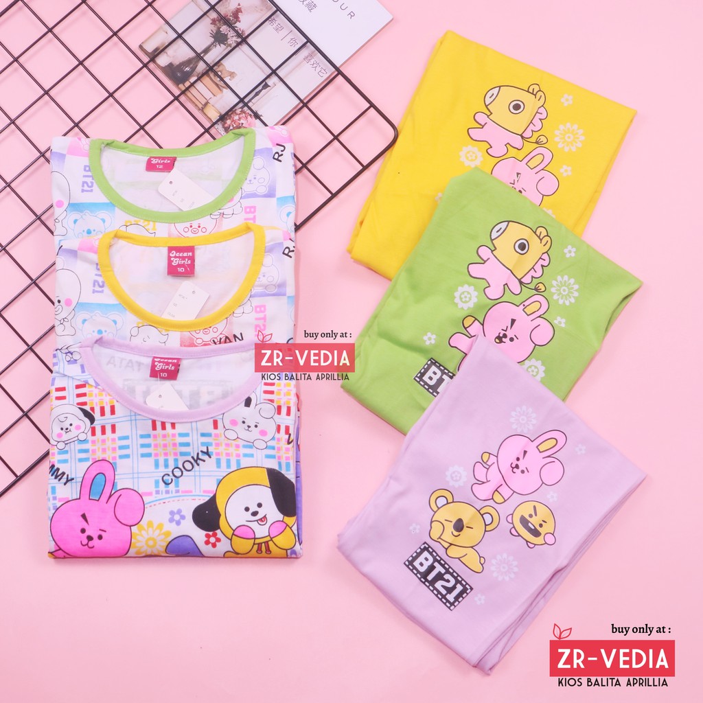 Piyama Anak Perempuan uk 5-10 Tahun / Baju Tidur Disney Import Kaos Karakter Lengan Celana Panjang