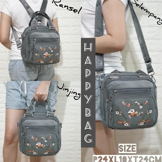 Terlaris Tas Chibao Bordir Motif Bunga 3In1Ransel Selempang Jinjing Cb1813