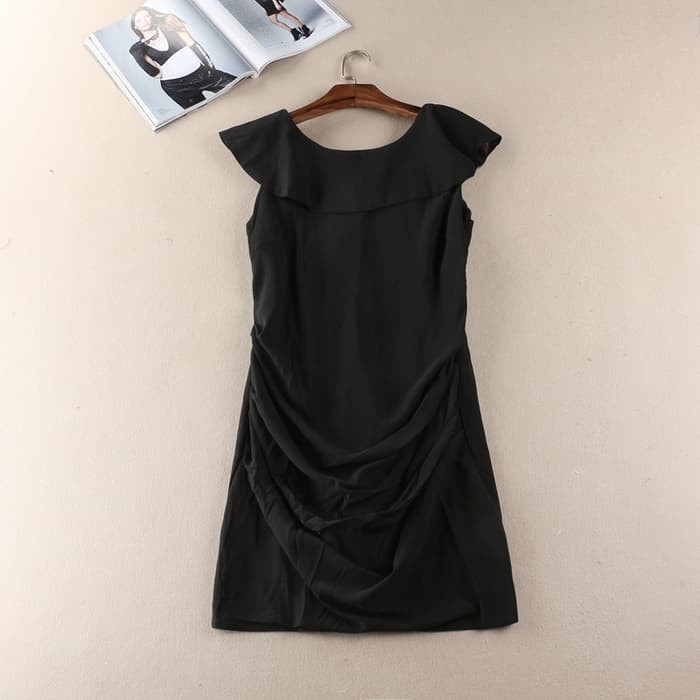 DR07 dress import thin cover belly black korean dress