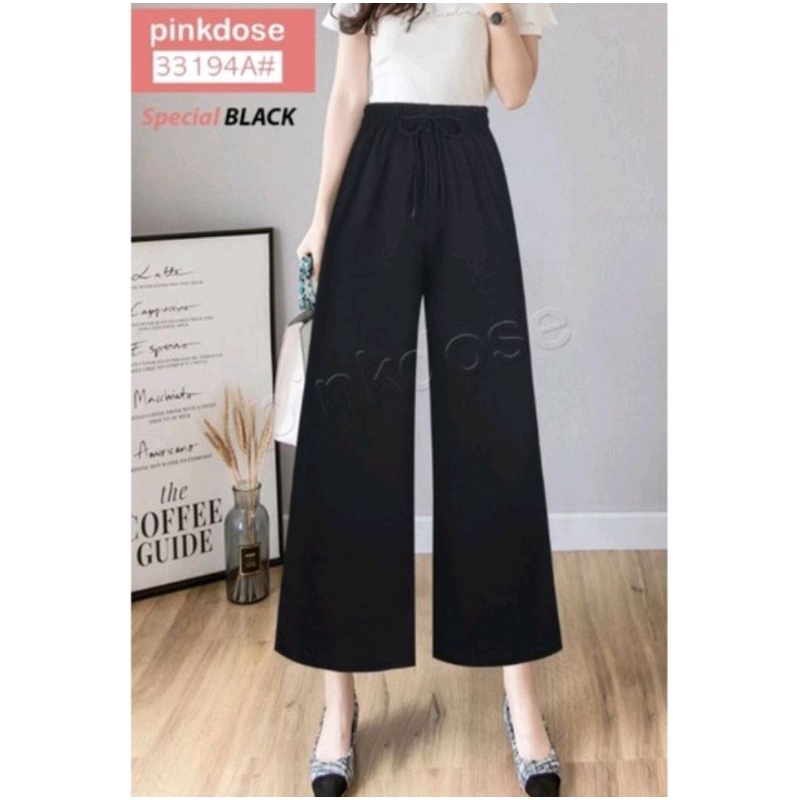 CELANA KULOT WARNA HITAM IMPORT PINKDOSE