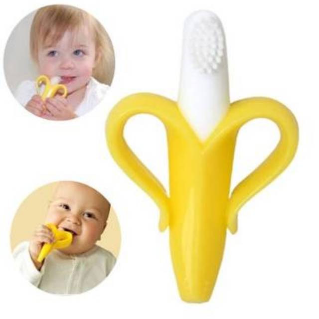 Sikat Gigi Bayi Gigitan Baby Bentuk Pisang Silikon Banana Teether Silicone Toothbrush