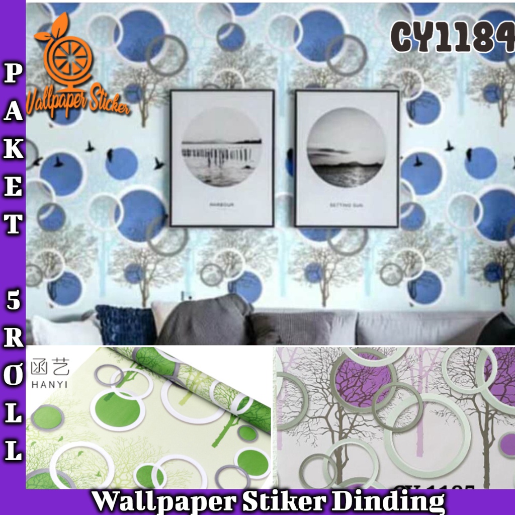 COD- PAKET 5ROLL WALLPAPER (BUY 4 GET 1 FREE) STICKER DINDING PREMIUM QUALITY MOTIF BEST SELLER