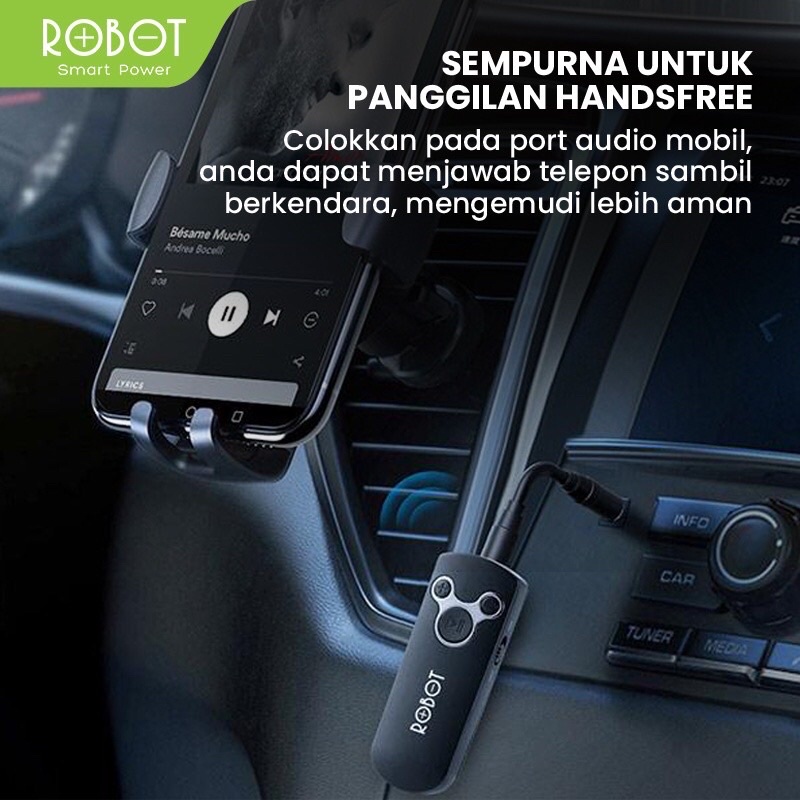 ROBOT Bluetooth Receiver RS10 RS-10 Untuk Headset Earphone Laptop Komputer Compatible Jack AUX 3.5mm