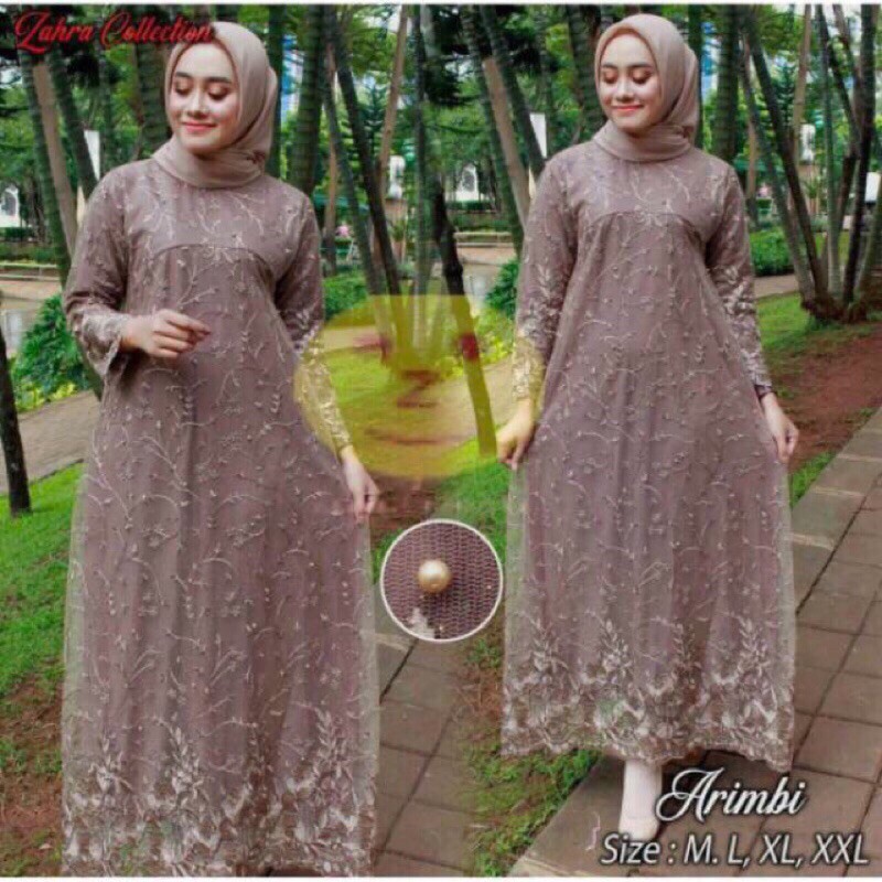 ARIMBI GAMIS  Full brokat brukat jumbo ld #120 gamis pesta muslimah AURA GOWN sragam pesta
