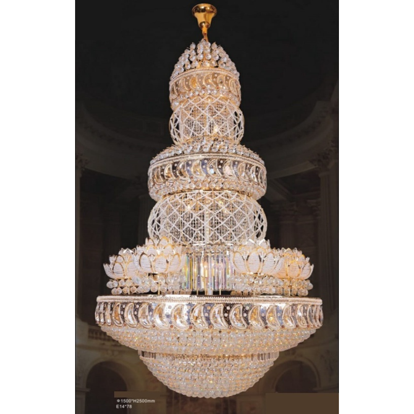 FL 1269 LAMPU GANTUNG KRISTAL VOID 150CM KLASIK VINTAGE MODERN MAHKOTA LAMPU HIAS MASJID MODEL CROWN
