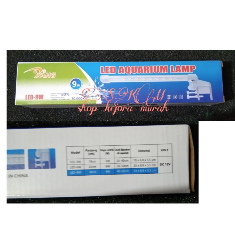 YANG YP LAMPU JEPIT LED 9 WATT LED-9 WATT LAMPU AQUARIUM AQUASCAPE