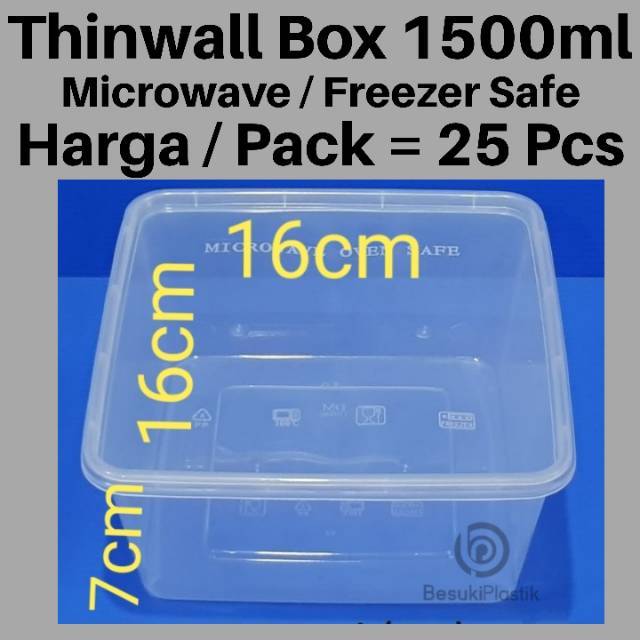 Thinwall 1500ml SQ / Thinwall 1500ml Kotak Persegi Box Kotak Microwave
