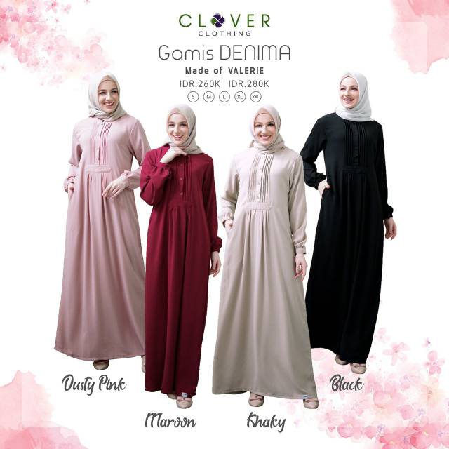 Gamis Polos Dewasa Premium - Gamis Denima - Gamis Muslim Simpel - Original Clover Clothing