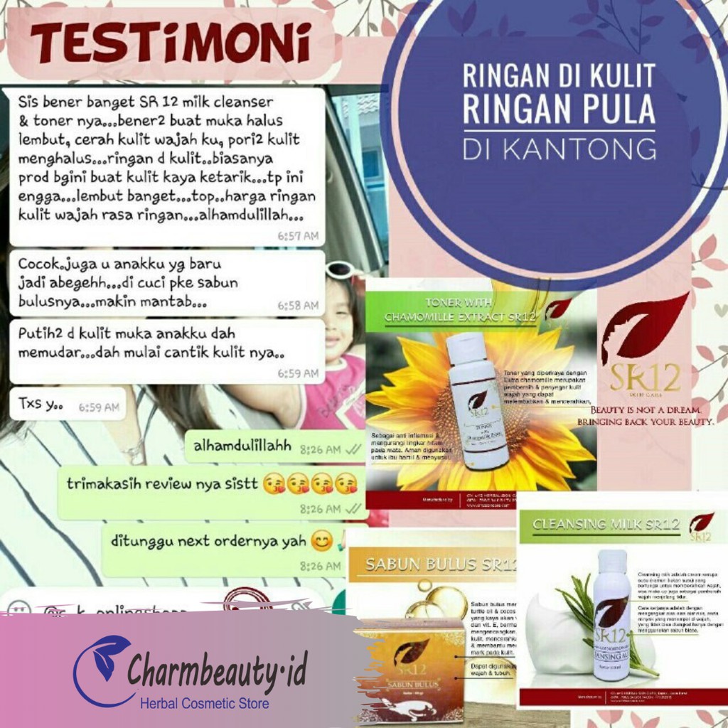 Toner Wajah Chamomille SR12 Skincare Bpom Perawatan Wajah Lingkar Hitam Mata Sel Kulit Mati