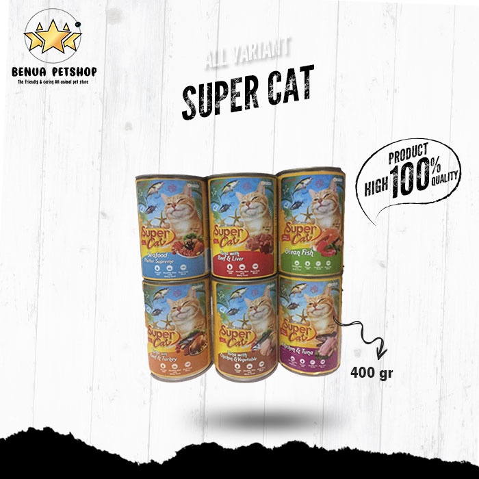 Makanan Kucing basah Super Cat kaleng ADULT 400g ALL VARIAN