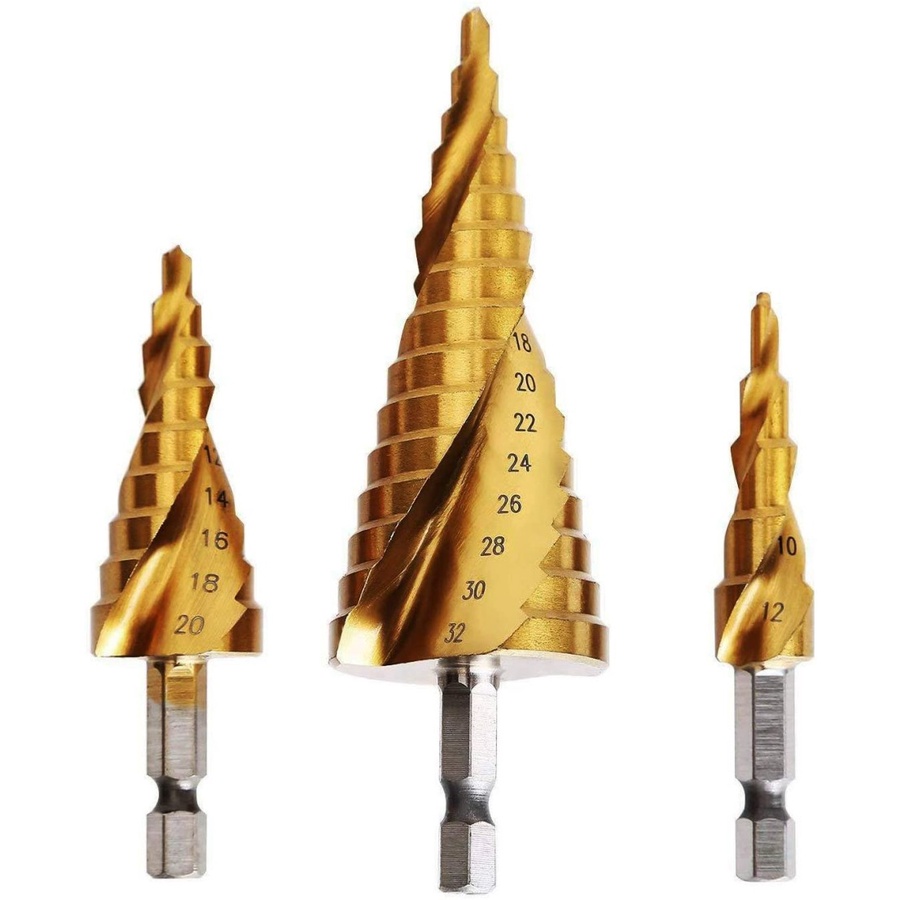 mata bor pagoda SPIRAL + MULTI STEP drill HSS Titanium KAPUSI ORIGINAL