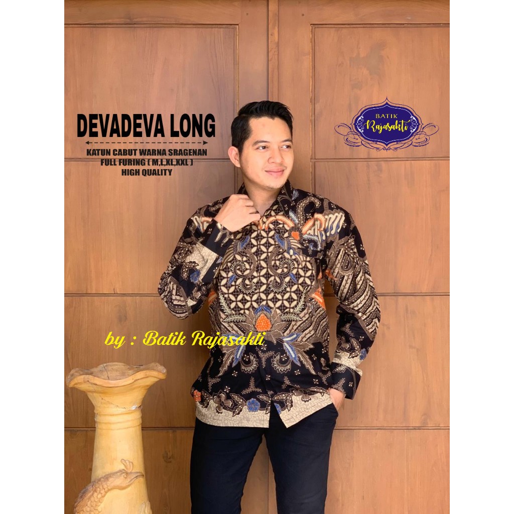 DEVADEVA LONG Kemeja Batik Pria Katun Sragenan Full Furing