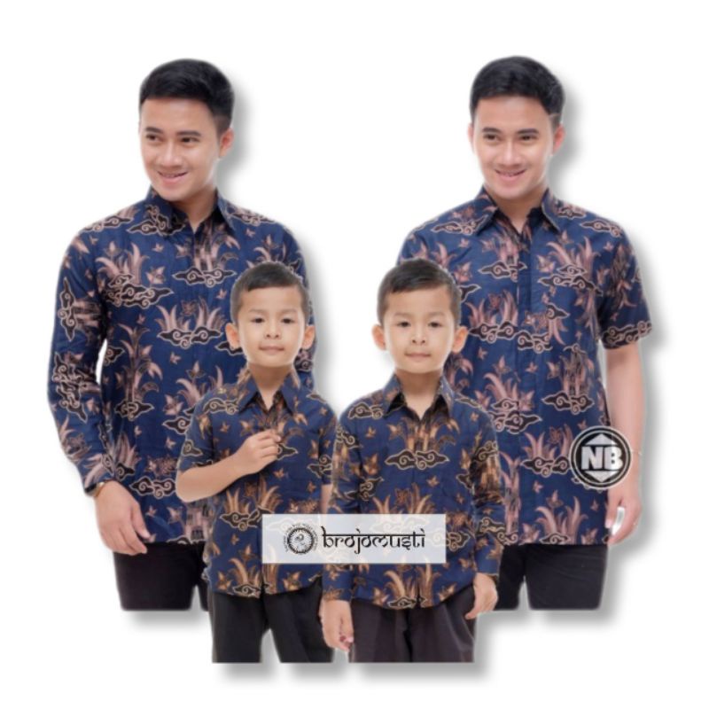 BAJU COYPLE AYAH DAN ANAK MOTIF DAUN PANDAN - KEMEJA BATIK ANAK DAN AYAH SERAGAM - COUPLE BATIK KELUARGA