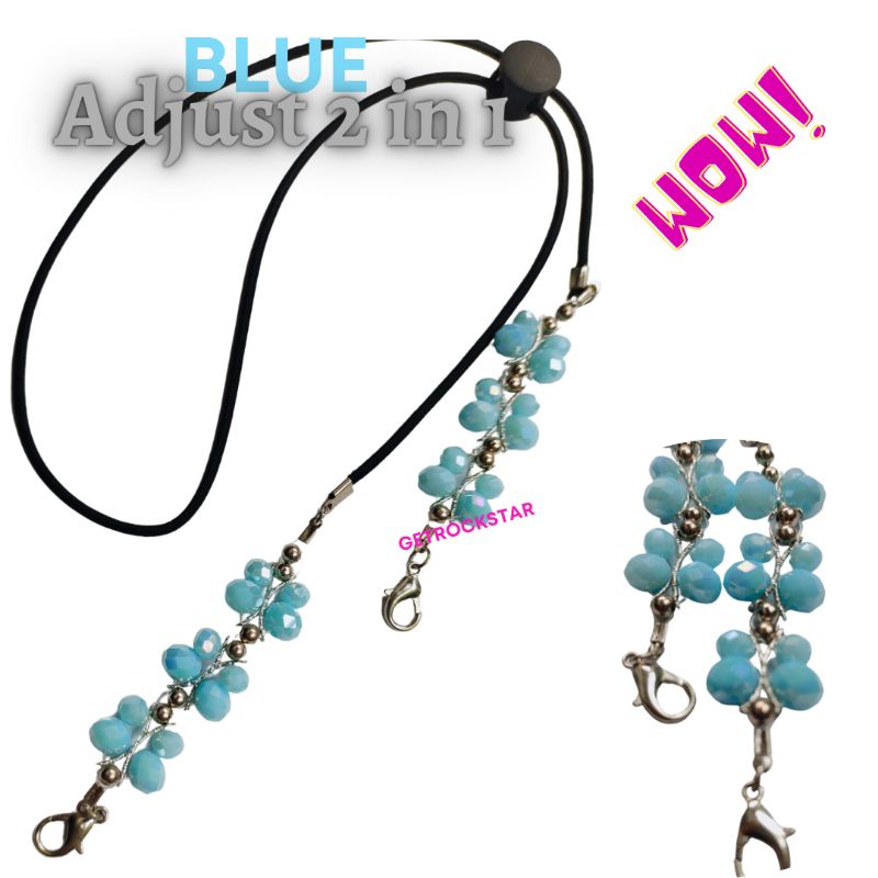 Srap masker hijab plus konektor 2 in 1 adjust lanyard chain tali penyambung serut square hijab kalun