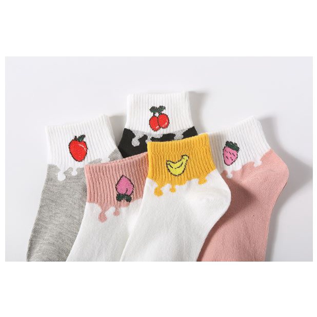 DF KK202 Kaos Kaki Wanita Motif Buah Kaos Kaki Karakter Unisex Tinggi Cute Socks Fruit Korean