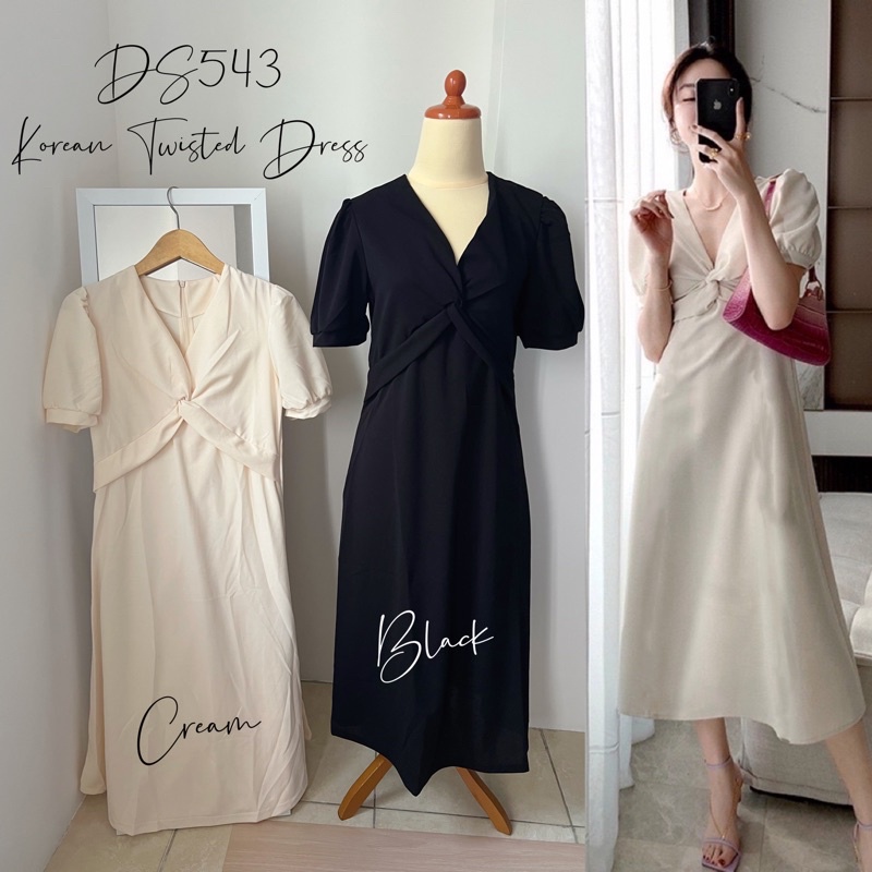 DS543 • Korean Twisted Dress Import • Fashion wanita