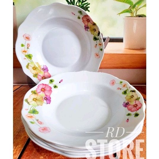 PROMO 6.PCS PIRING MAKAN ULIR MOTIF ROSE MELAMINE