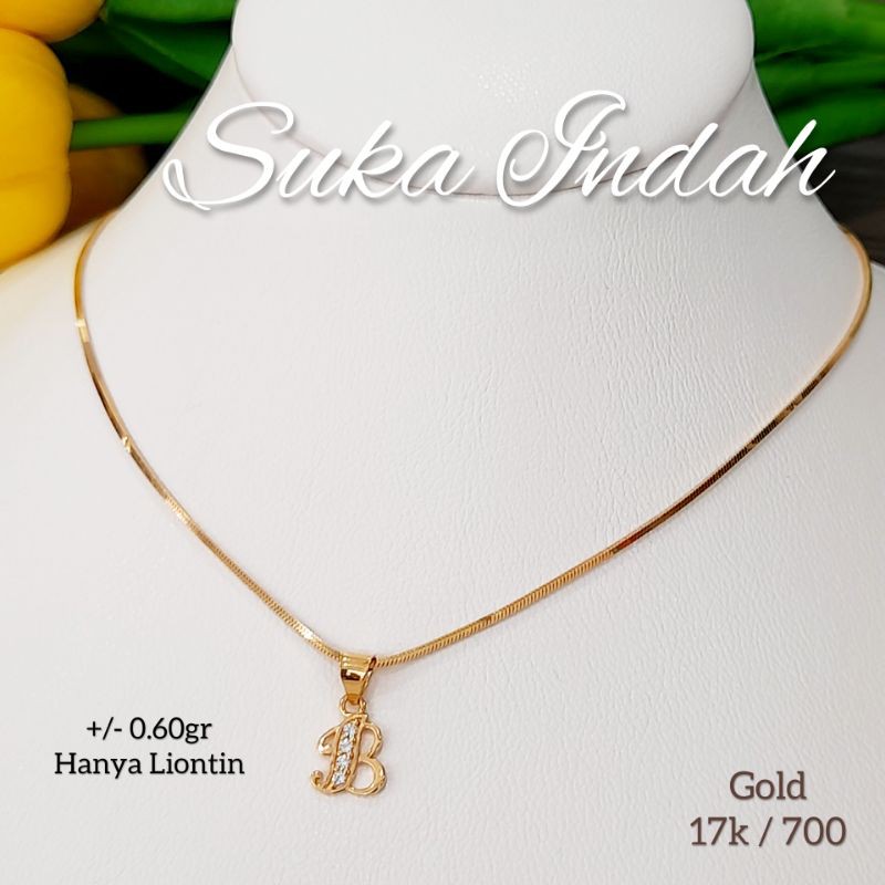 Liontin Huruf B Inisial Emas Asli 17k / 700