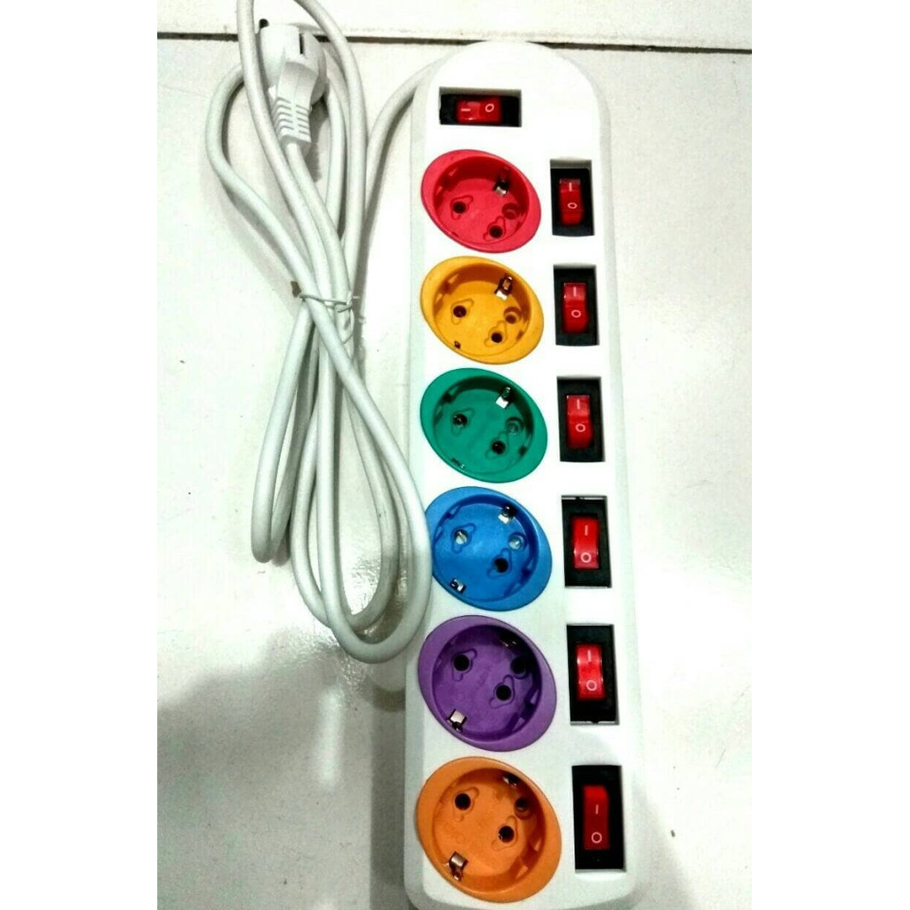 Promo Stop Kontak 6 Lubang + saklar msg2 1.5 mtr Hinohikari HH 288C Murah