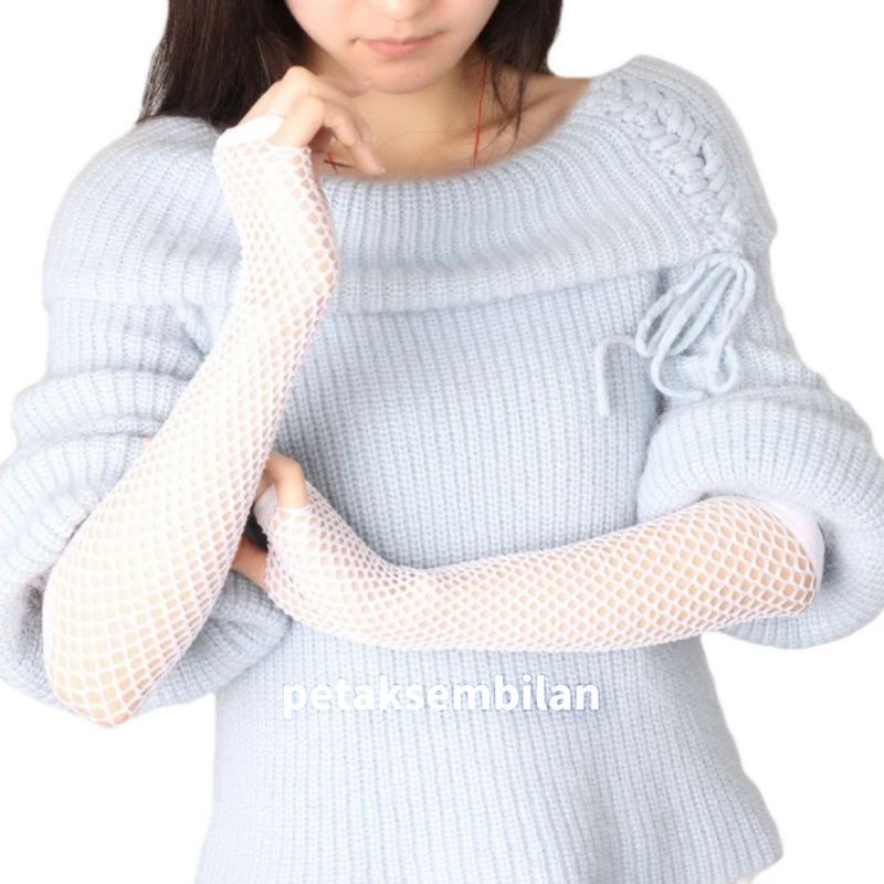 Sarung Tangan Manset Jala Jaring Fingerless Fishnet Gloves