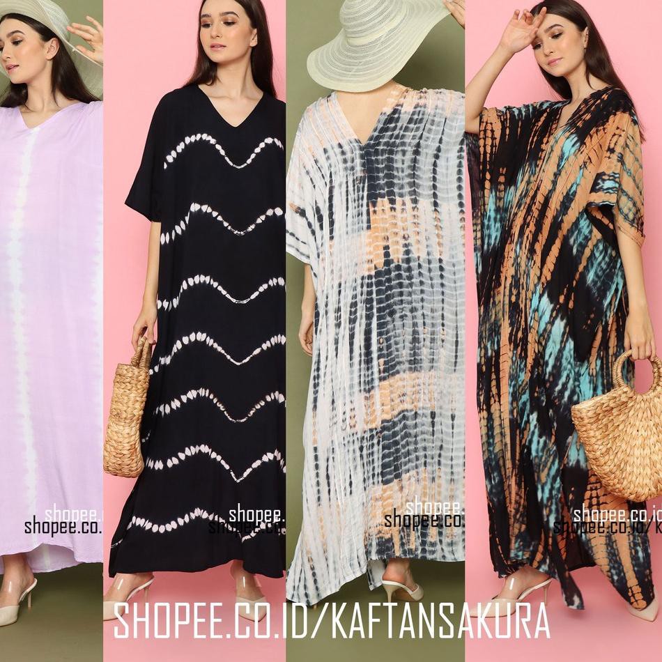 [PREMIUM] kaftan tie dye bahan premiun berkualitas asli original bali warna ungu muda elegant terlar