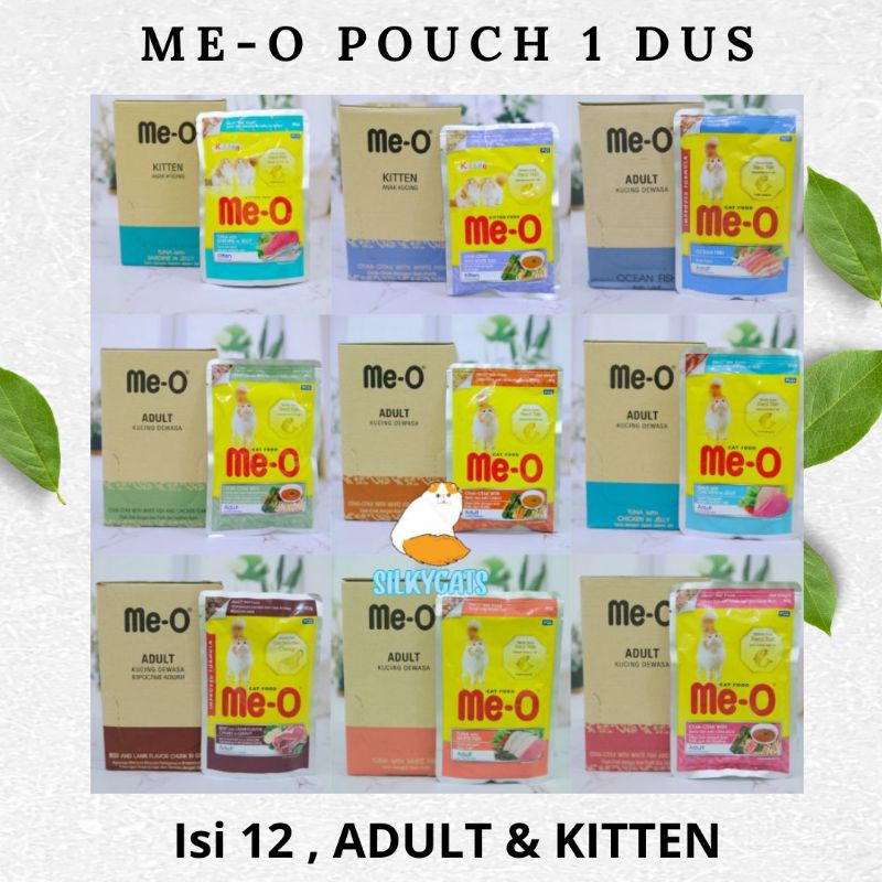 ME-O Pouch adult / kitten 1 dus isi 12. makanan basah kucing meo 1 dus