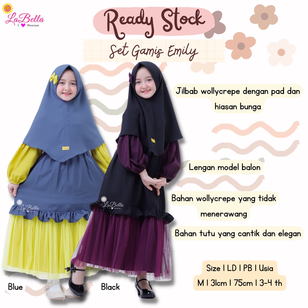 GAMIS ANAK PEREMPUAN USIA 3-4 TH LABELLA EMILY | GAMIS TUTU GAMIS PESTA ANAK EKSKLUSIF | BAJU MUSLIM