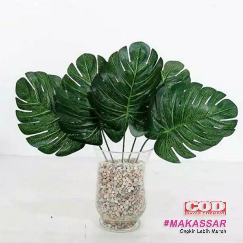 Daun Hias Monstera Daun Palsu Plastik Buatan Green Hijau Hiasan Dekorasi Artificial Leaf Monstera Collection