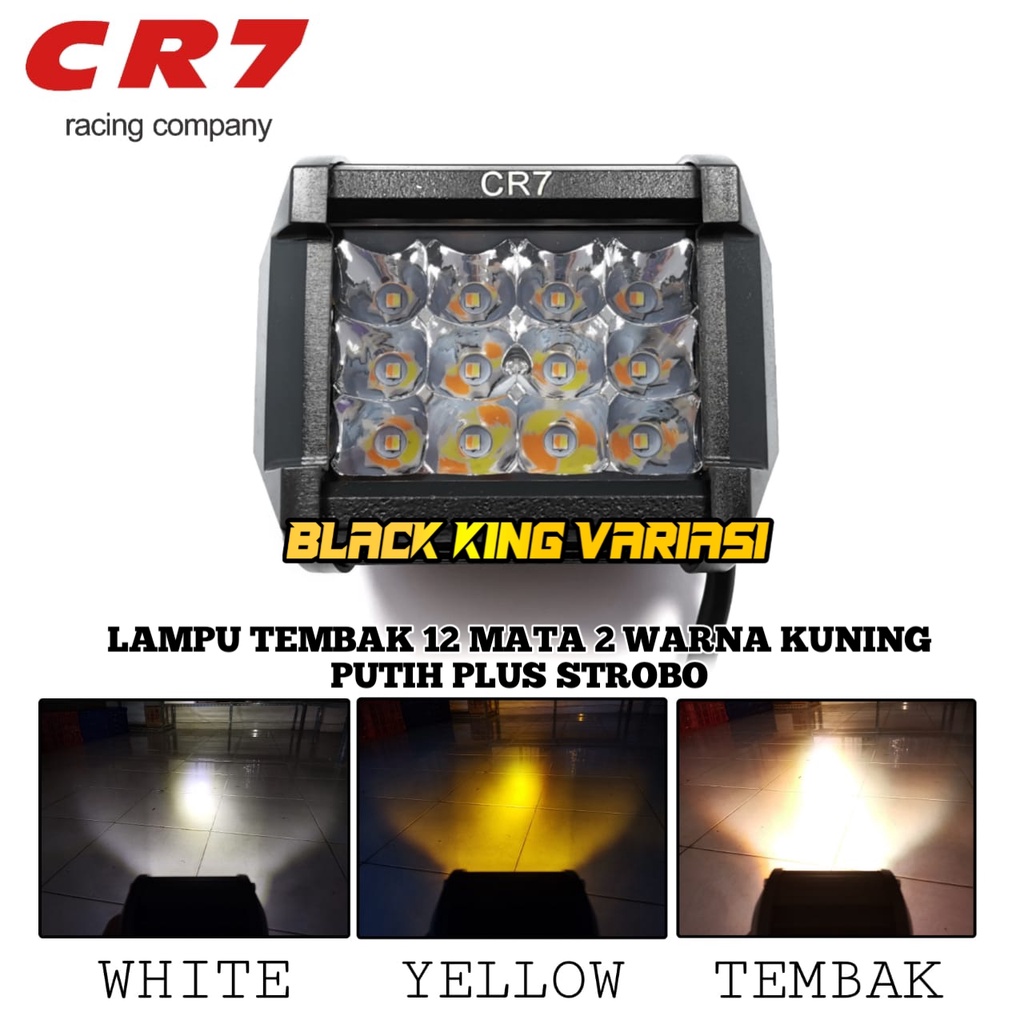 Lampu Tembak Sorot Cwl LED 12 Mata 2 Warna White Yellow 3 Mode Waterproof