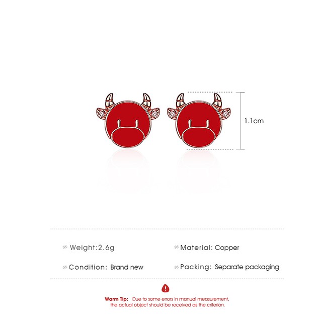 LRC Anting Tusuk Fashion Red Zodiac Calf Love Heart P85842