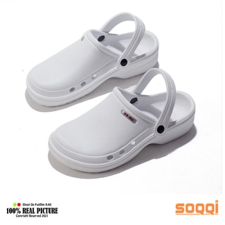 Sepatu Sandal cewek cowok selop baim kodok putih original model let tali belakang untuk prakter dokter dan perawat Hema 956 terbaru promo cod keren murah 36-44
