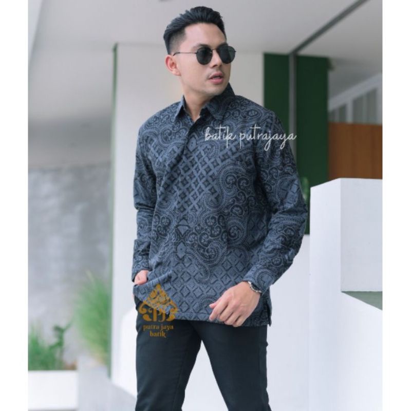 Baju Batik Pria Lengan Panjang Slim Fit Furing Modern Premium KURMA NEW Katun Sragenan Kemeja Casual laki laki